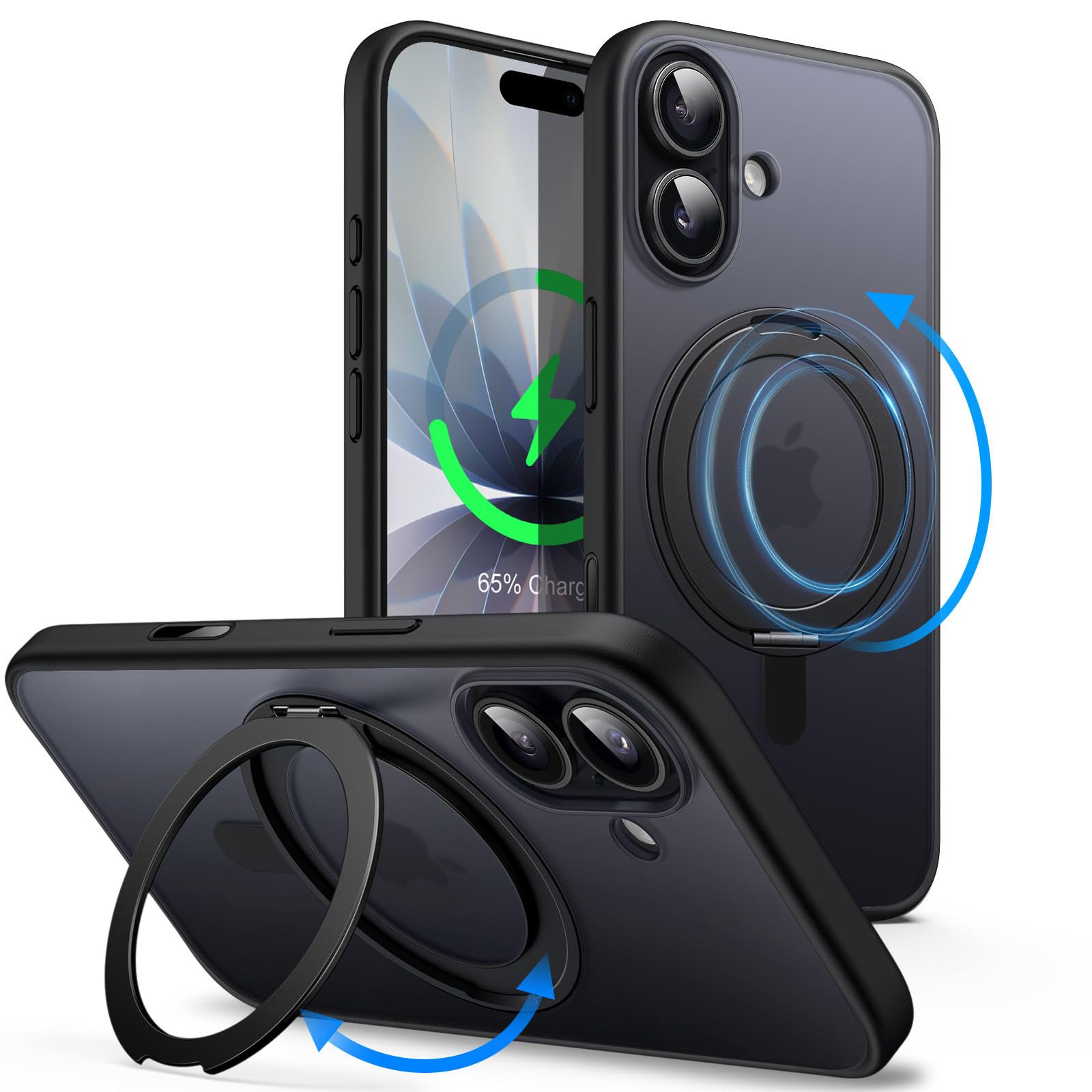 JETech 360 Degree Rotatable Ring Case for iPhone 17 6.3-Inch with Camera Control Button, Compatible with MagSafe, Slim Shockproo