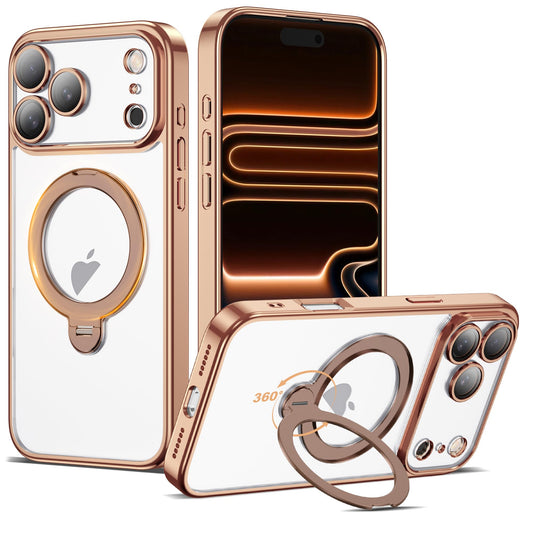 AmoraAqua Compatible with iPhone 17 Pro Max Case with 360 Magnetic Ring Stand [Compatible with Mag-Safe] Camera Lens Protector P