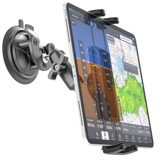Charchendo Heavy Duty Metal ProAviator Suction Cup Mount [Super Suction Cup], 360 Adjustable Metal Arm Tablet Holder for Pilots,