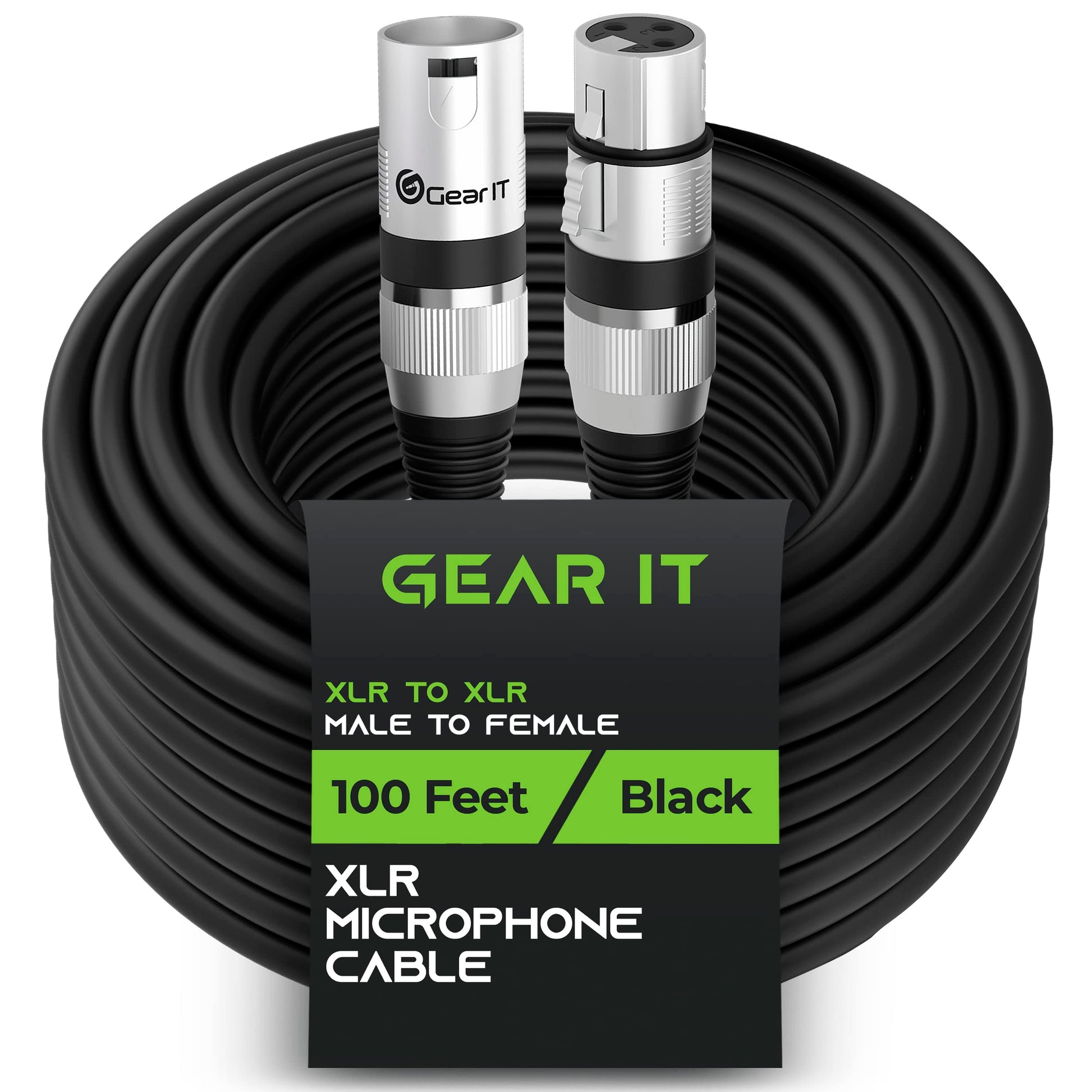 GEARit XLR Male to Female Microphone Cable (100 Feet, 1 Pack) 3-Pin Balanced Shielded Mixer, Recording Studio, Podcast - Yellow
