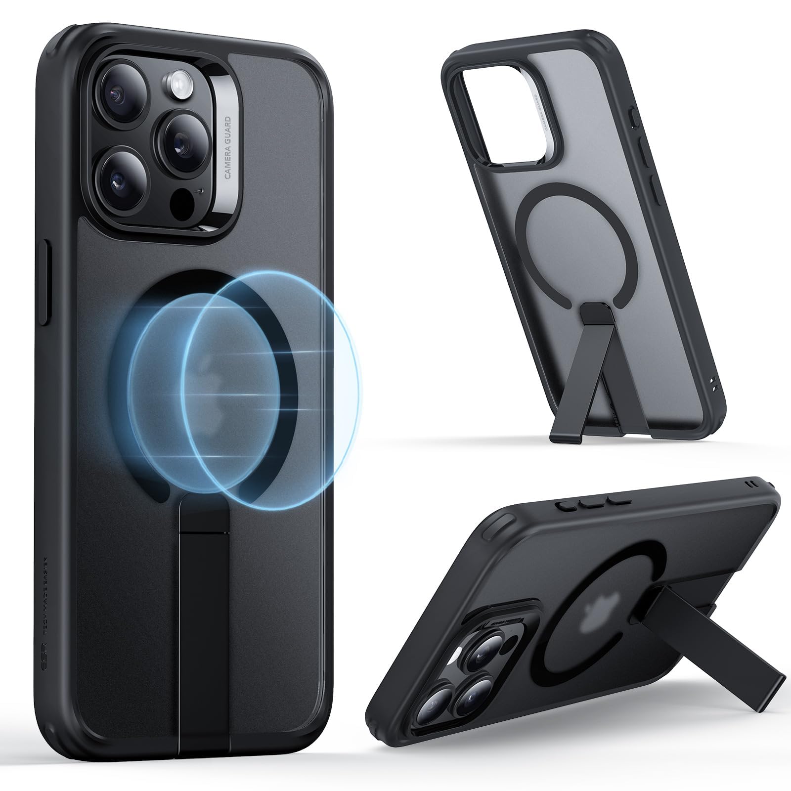 ESR for iPhone 15 Pro Max Case with Kickstand, Military-Grade Shockproof Protection, Magnetic Fully Adjustable Flickstand Phone