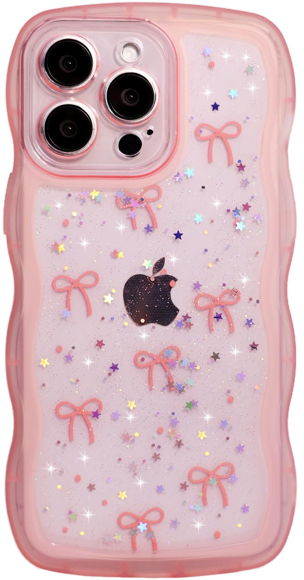 Qokey for iPhone 11 Pro Case 5.8 inch, Glitter Star & Curved Edge Handle Grip Design, Military-Grade Shockproof Clear TPU Cover,