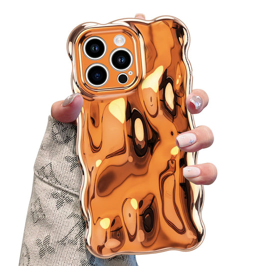 UEEBAI Ripple Case for iPhone 16 Pro, Cute Silver Cover Wave Shape for iPhone Case Pretty Aesthetic 3D Phone Cover, Water Ripple