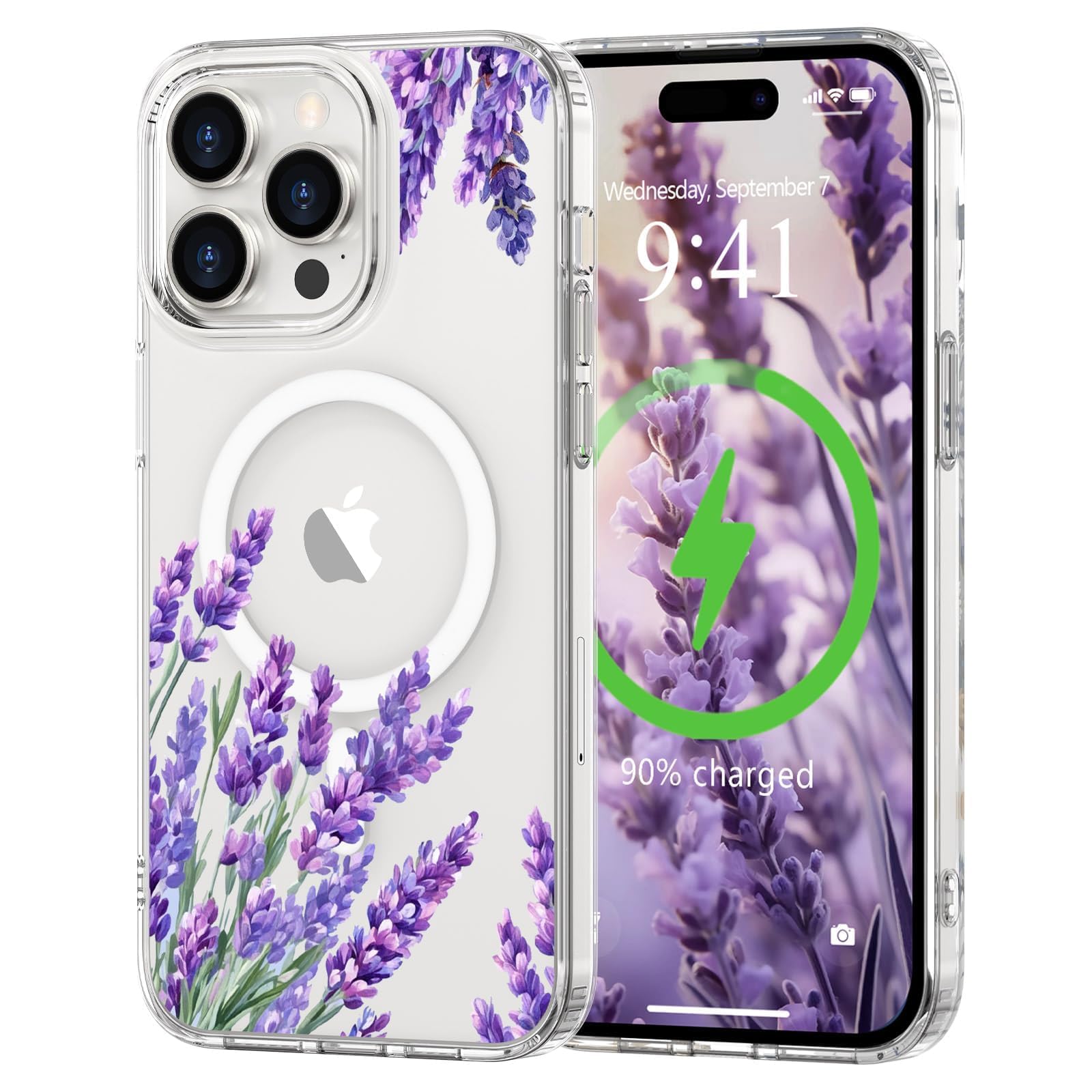 L-FADNUT for iPhone 15 Pro Max Case [Compatible with Magsafe], Cute Flower Girls Women Clear Case Silicone Shockproof Protective