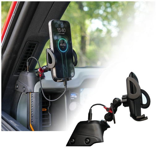 Aigmux Phone Holder with Charging C Port for Ford Bronco 2021 2022 2023 2024 2025, Adjustable Angle 360 Phone Holder for Bronco