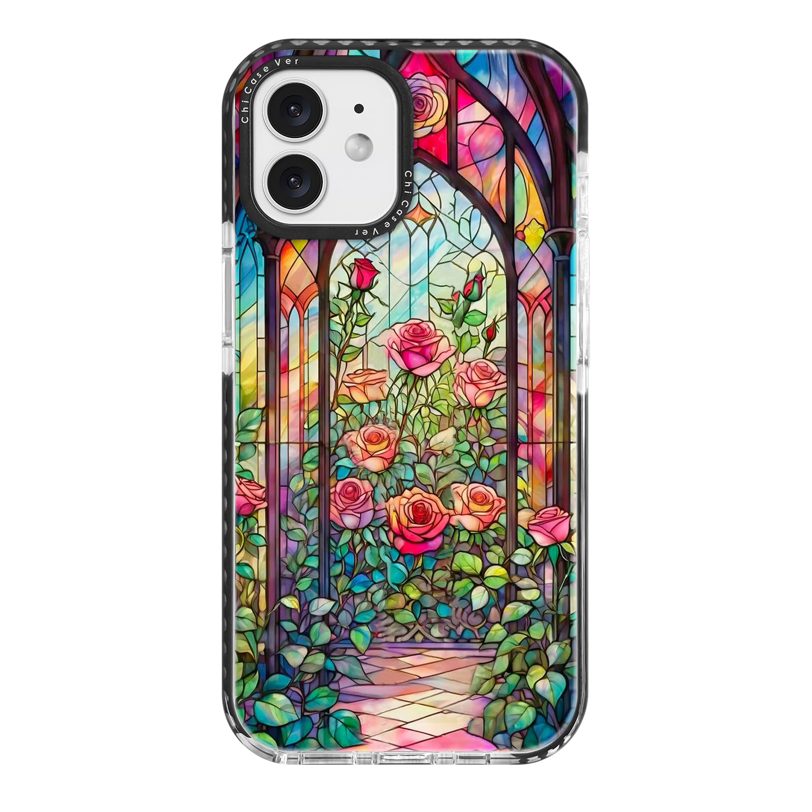 ChiCaseVer for iPhone 11 Case, Stained Glass Rose Garden Pattern, Military-Grade Drop Protection, Elegant Floral Soft Slim TPU P