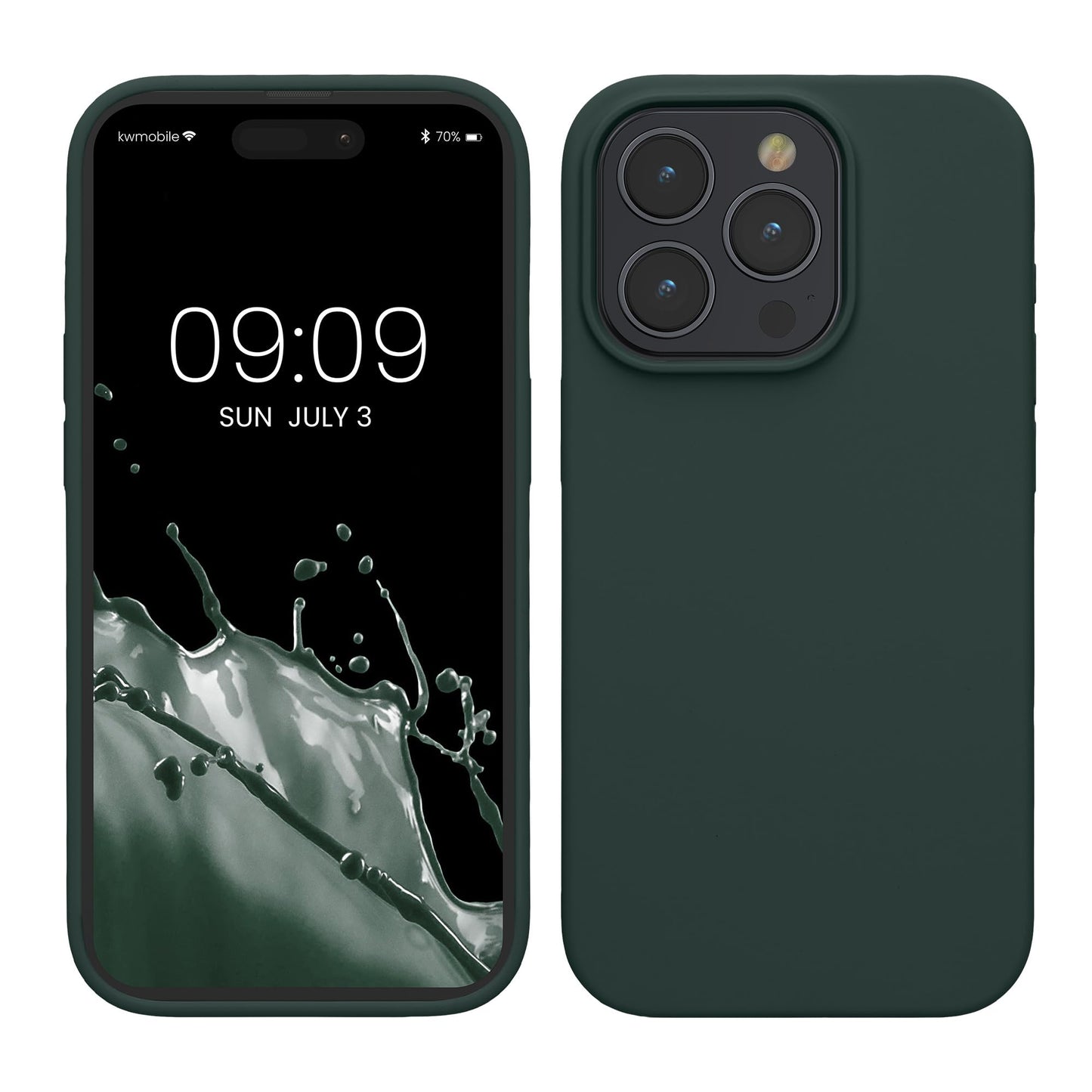 kwmobile Case Compatible with iPhone 15 Pro Max Case - Slim Soft TPU Silicone Cover - Blue Green