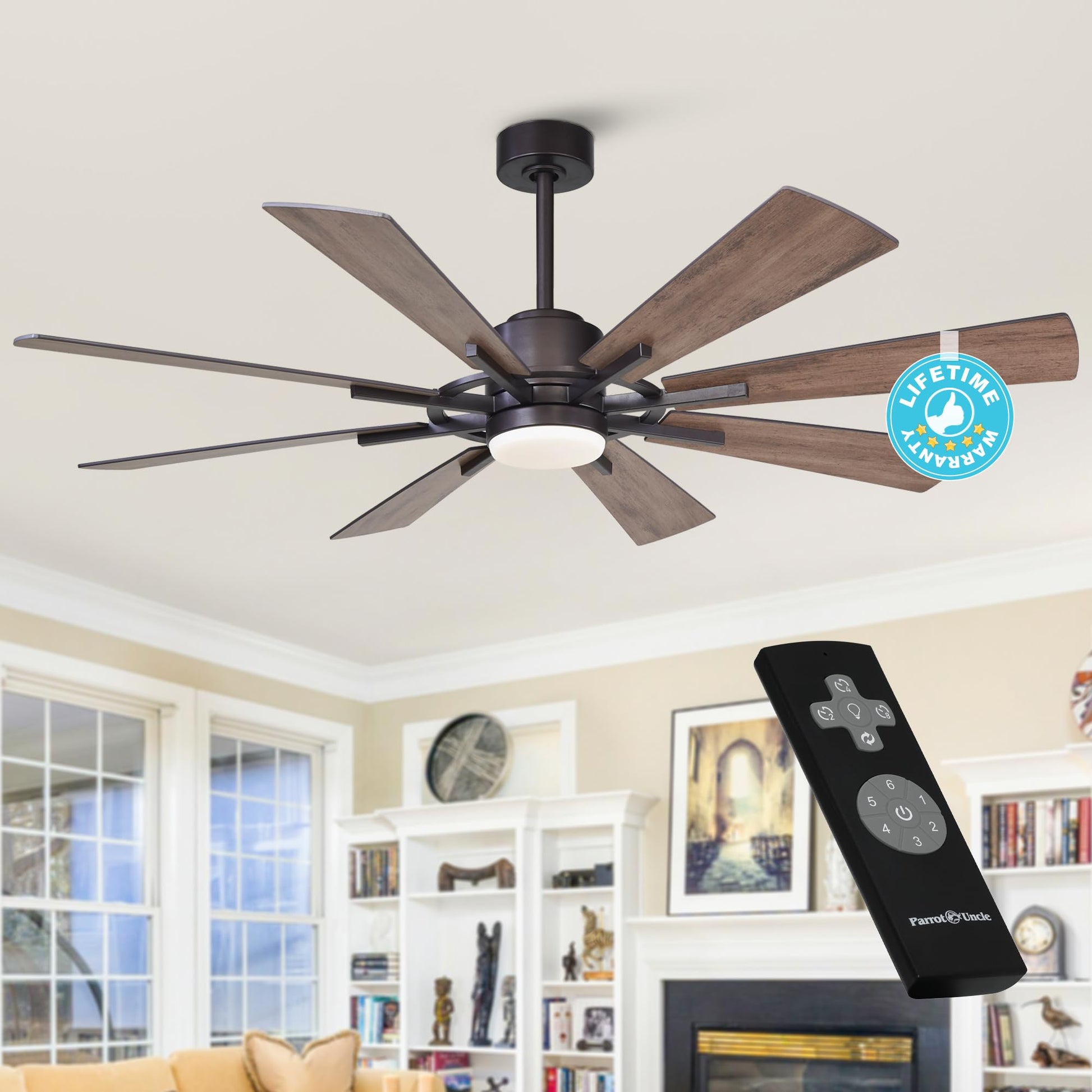Ceiling Fans with Lights and Remote, 60 Inch Farmhouse Chandelier Ceiling Fan for Bedroom Rustic Lighting Ceiling Fans Outdoor I