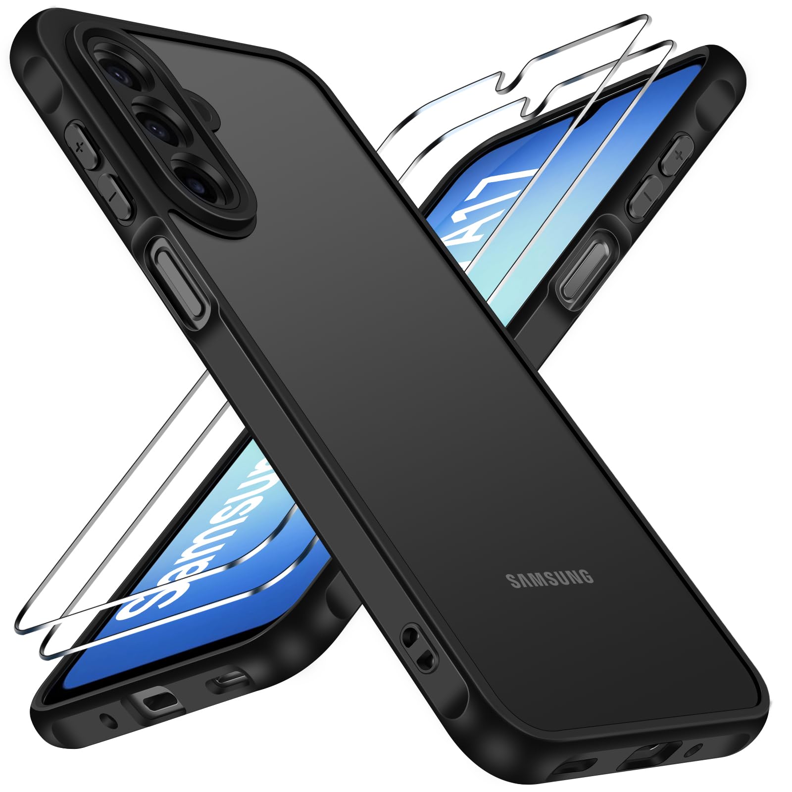 ivoler 3-in-1 Case for Samsung Galaxy A17 5G with 2 Pack Tempered Glass Screen Protector, [Military Grade Protection] Matte Thin