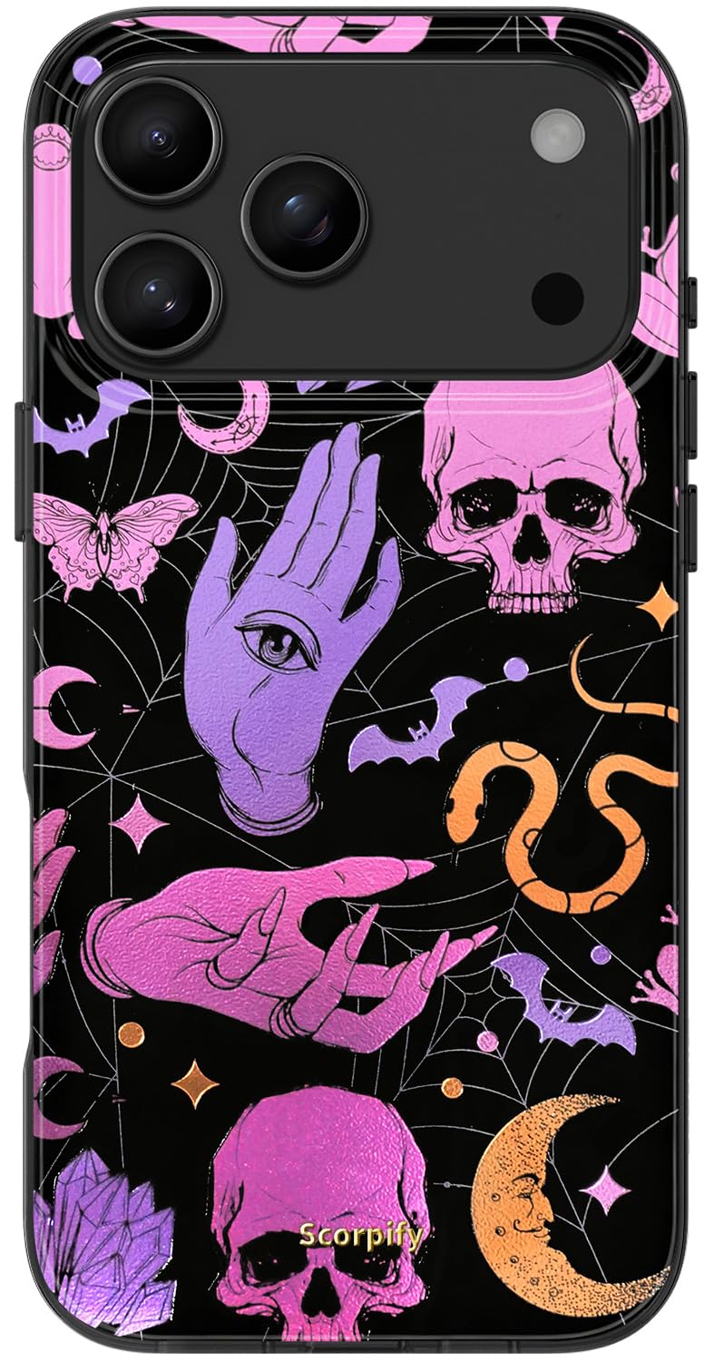 SCORPIFY for iPhone 17 Pro Max Case [Compatible with MagSafe] with Gothic Halloween Phantom Carnival, Cute Pink Purple Magnetic