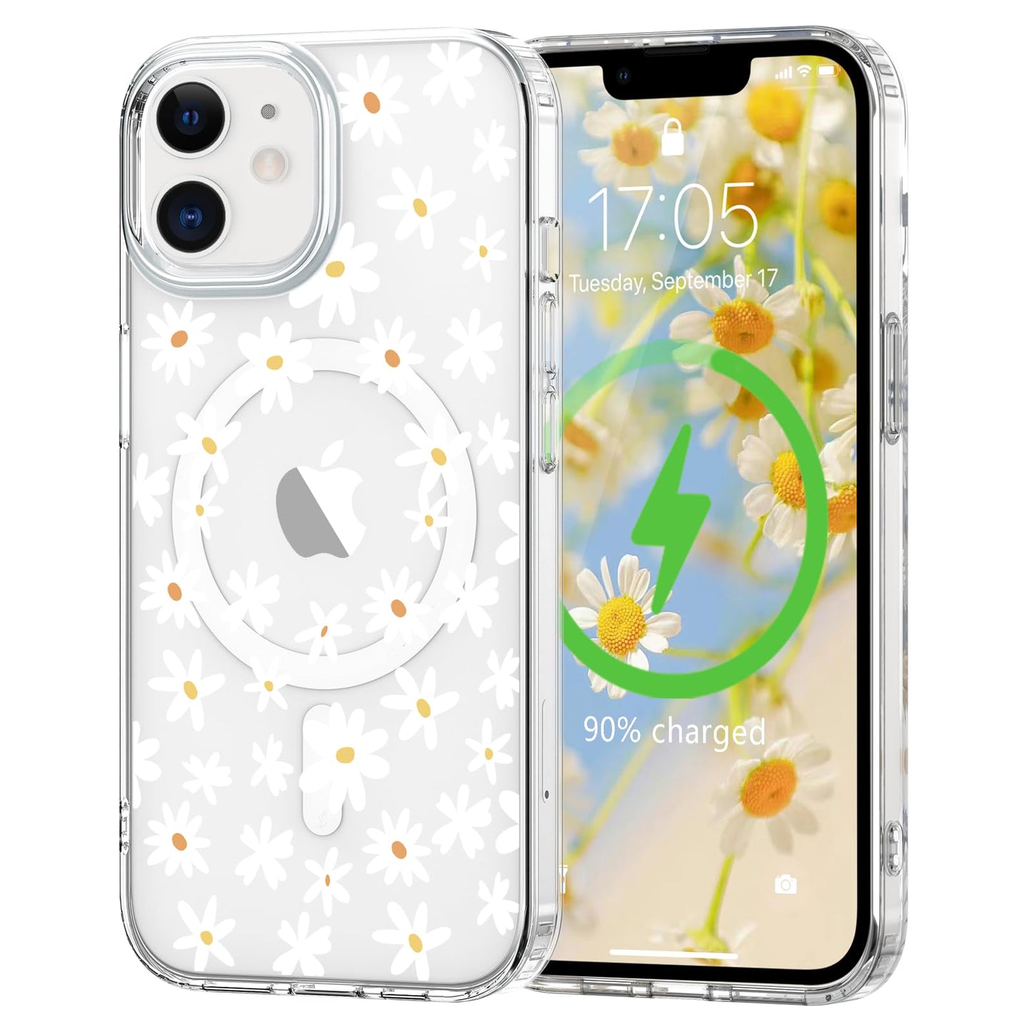L-FADNUT for iPhone 12/iPhone 12 Pro Case [Compatible with Magsafe], Cute Flower Girls Women Clear Case Silicone Shockproof Prot