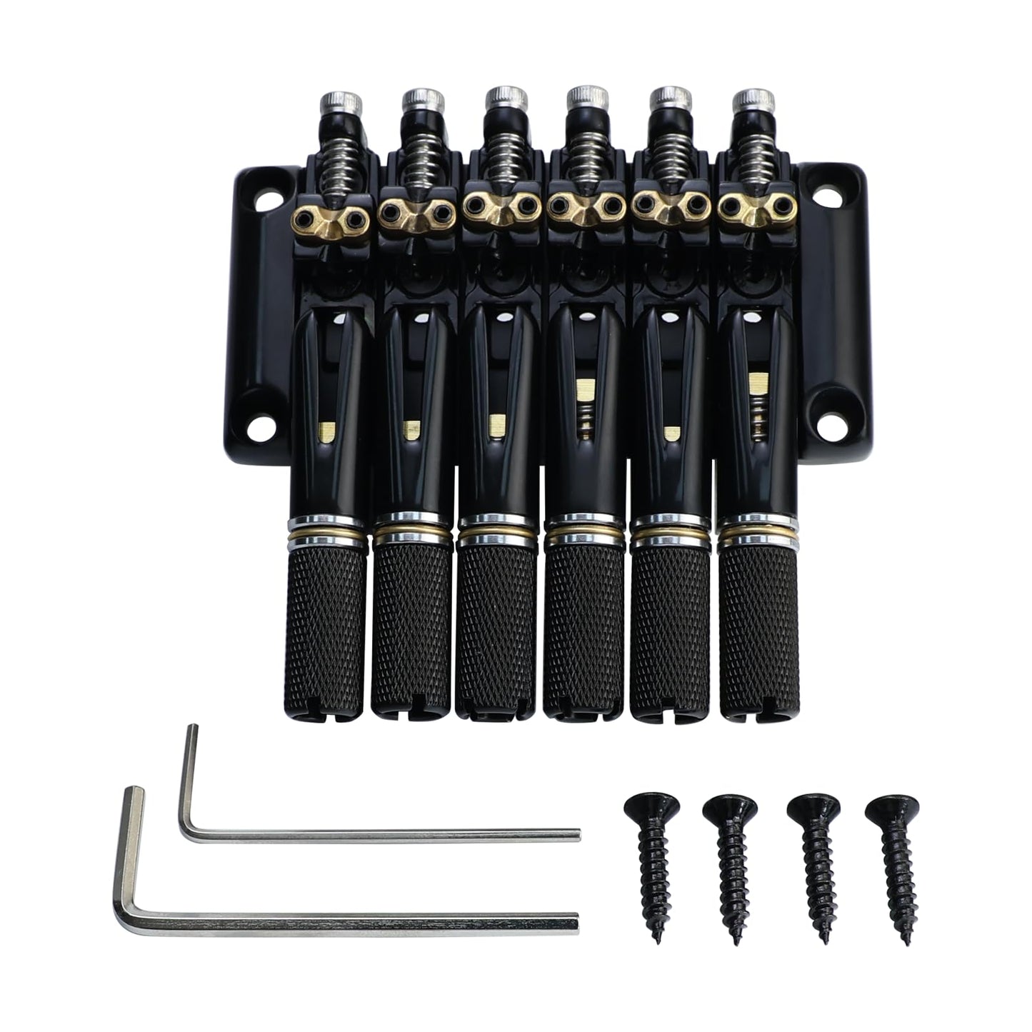 OVSAL 10.5mm Headless Electric Guitar Bridge All-Black Headless Bass Guitar Bridge Brass Saddles Zinc Alloy Plate Electric Guita