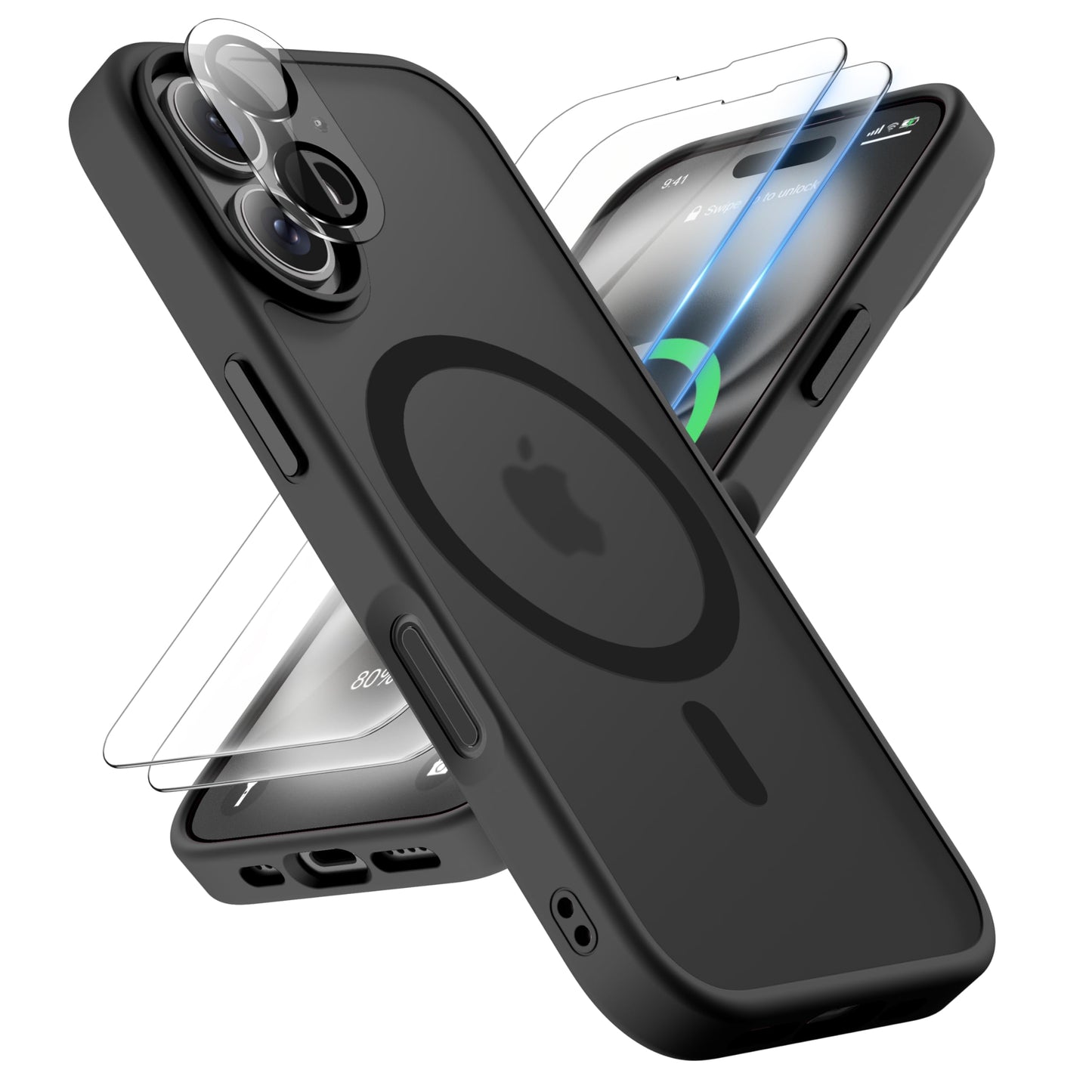 ORETECH Magnetic for iPhone 16 Plus Case, [Compatible with MagSafe] [2 Pcs Screen Protectors + Camera Lens Protector] [15 FT Dro