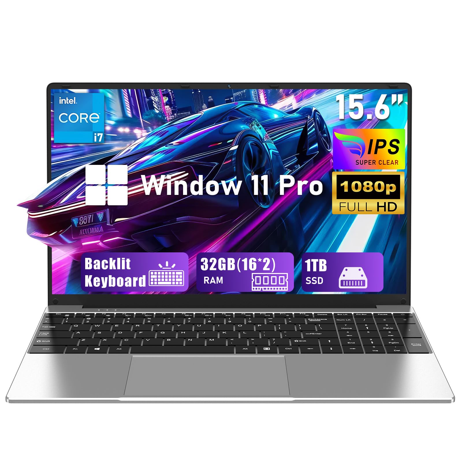 NIAKUN Gaming Laptop Computer,Windows 11 Pro Lap Top PC for Gaming 2026,32GB RAM 1TB SSD,Intel Core i7 Processor(Up to 3.9GHz),1