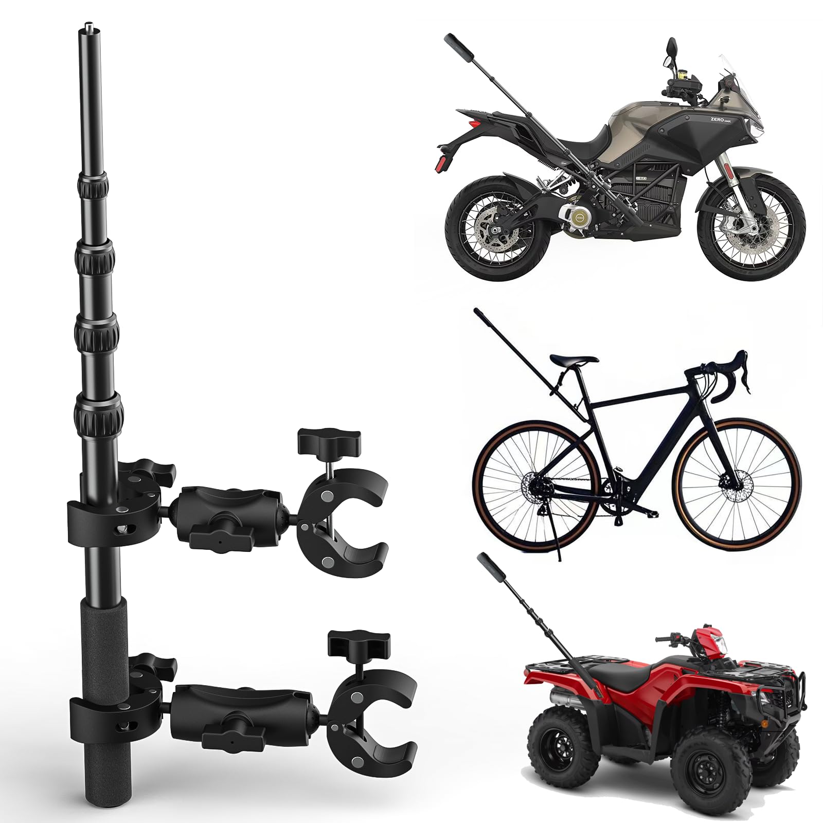 Motorcycle Camera Mount for Insta360 X5 X4 - Bike Handlebar Clamp with 59 Extendable Selfie Stick - Universal Fit for Insta360 X