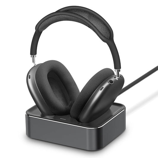 Headphone Charging Station for AirPods Max 2024 & 2020 - Magnetic Headset Charger Dock with Dual Connectors (Space Gray)