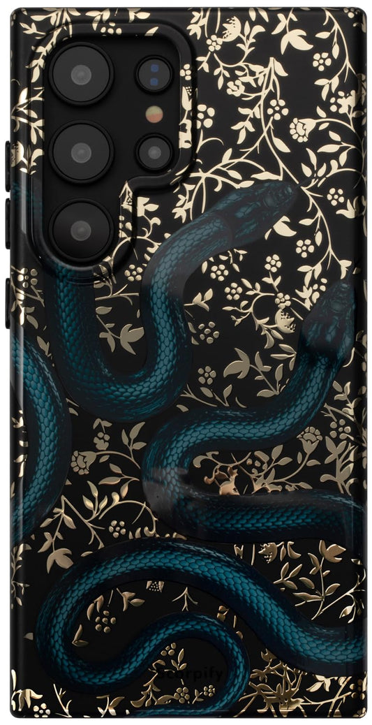 SCORPIFY Compatible with Samsung Galaxy S25 Ultra Case [Compatible with MagSafe] for Matte Black Double Snake Design, Cute Magne