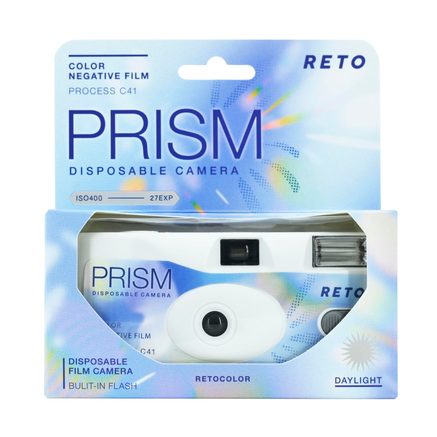 Retocolor Prism 400 35mm Disposable Film Camera 27EXP, ISO400, Color Negative Film, Focus Free, Easy to Use, Built in Flash, Sin