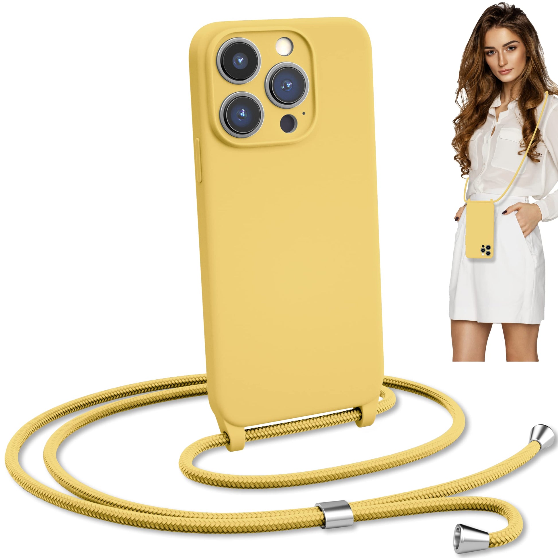 Blaspins Crossbody Lanyard Strap Case for iPhone 16, Hands-Free Neck Cross Body Wrist, Adjustable Rope Removable, Drop Protectio