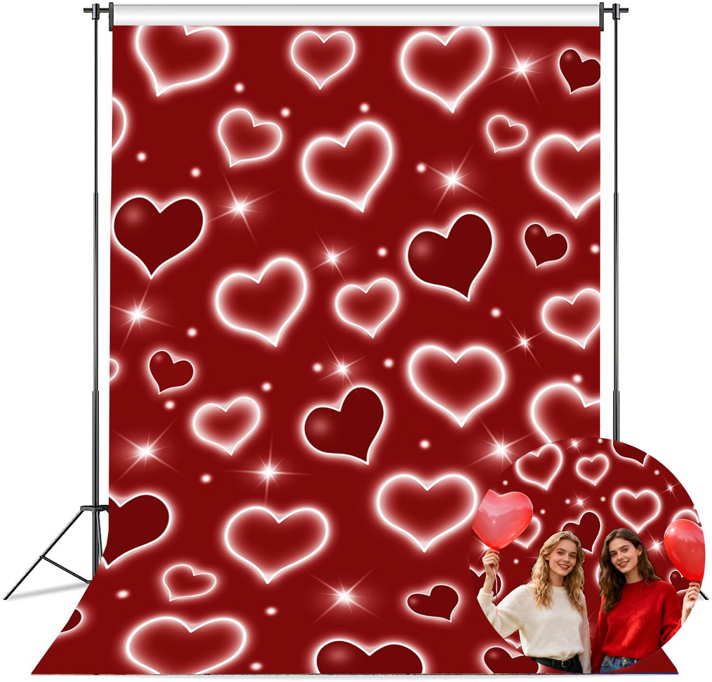 Early 2000s Photography Backdrop 5x7FT Red Heart Valentine Day Photo Background Sweet 16 18th 21th 30th Women Birthday Party Dec