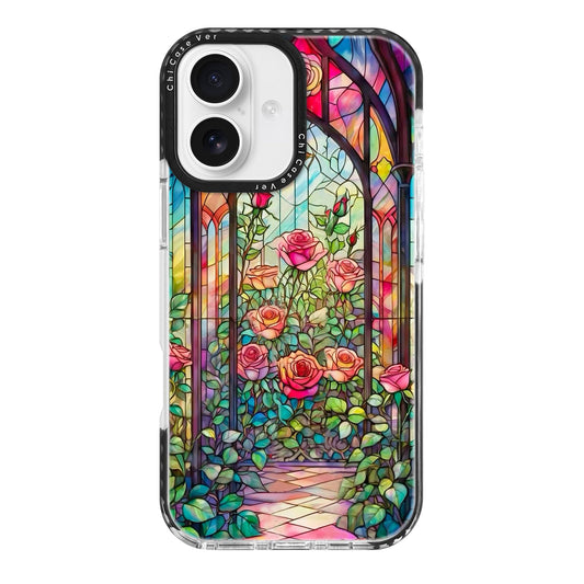 ChiCaseVer for iPhone 16 Case, Stained Glass Rose Garden Pattern, Military-Grade Drop Protection, Elegant Floral Soft Slim TPU P