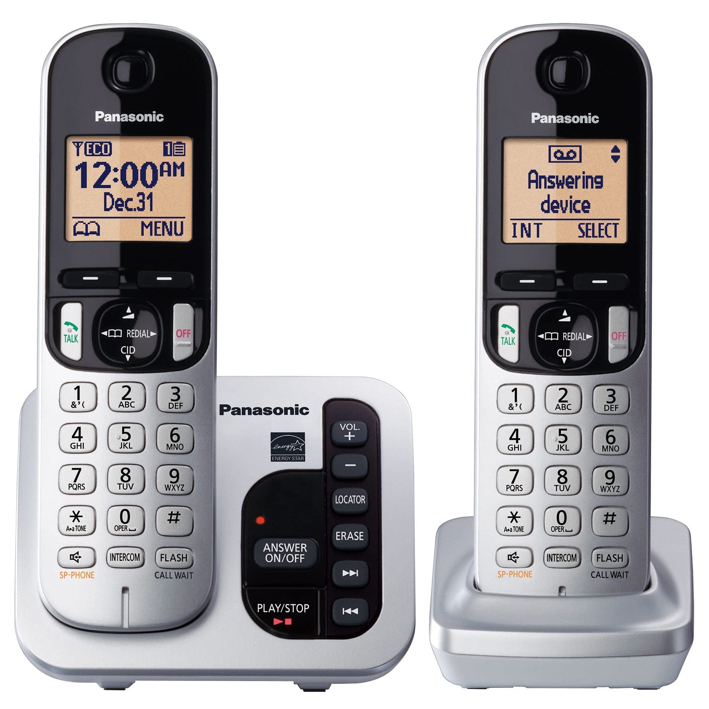 Panasonic Cordless Phone with Answering Machine DECT 6.0 Expandable, Call Block and Caller ID - 2 Cordless Handsets - KX-TGC222S