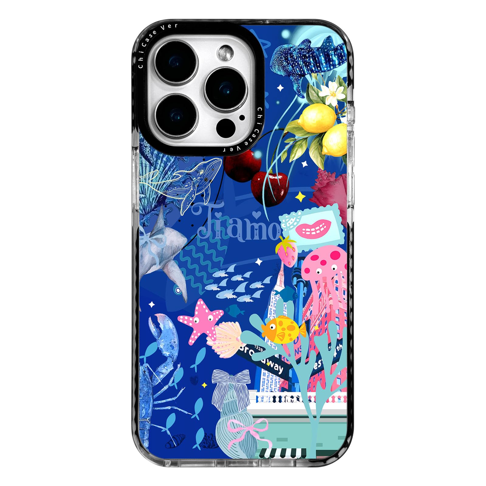 ChiCaseVer for iPhone 13 Pro Max Case Pink Ocean Adventure Collage Pattern Military Grade Drop Protection, Voyage Slim TPU with