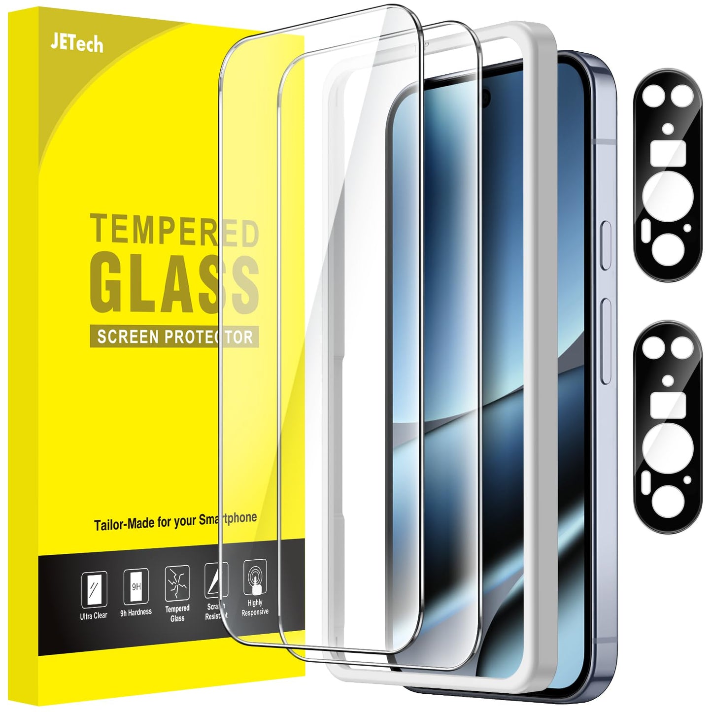 JETech Screen Protector for Google Pixel 10 Pro XL with Camera Lens Protector, Easy Installation Tool, Fingerprint Unlocking Com