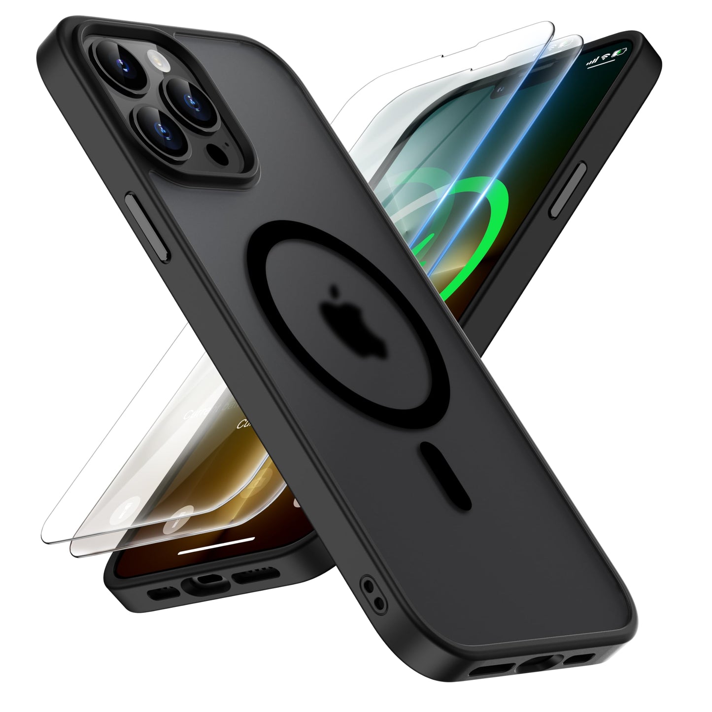 ORETECH for iPhone 13 Pro Max Case,with Mag-Safe [Military-Grade 15FT Drop Protection][2-Pack Tempered Glass Screen Protectors]S