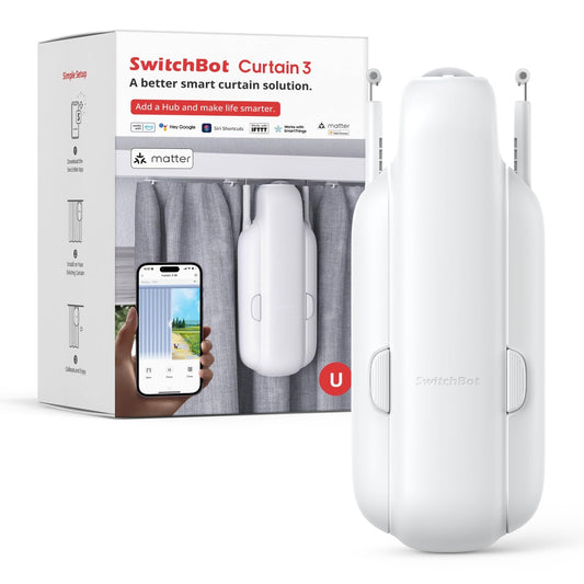 SwitchBot Automatic Curtain Opener - Bluetooth Remote Control Smart Curtain with App, Upgraded High-Performance Motor, Add Switc