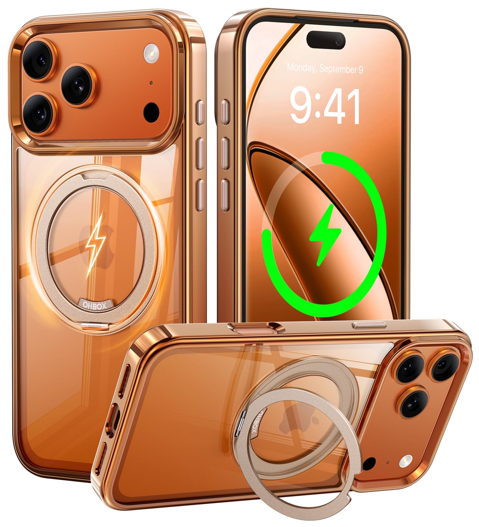 iPhone 17 Pro Max Case with Stand, Magnetic iPhone 17Pro Max Case Compatible with MagSafe, Desert Titanium 17 Pro Max Cover Slim