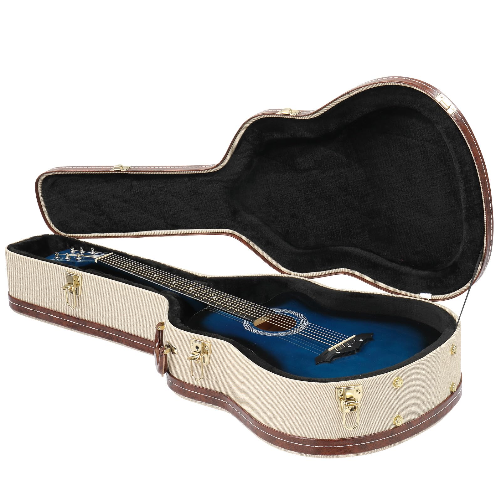 AW 41 Acoustic Guitar Case Hard with Folding Guitar Stand Wooden Hardshell Classical Dreadnought 41inch Carrying Case A-Frame In
