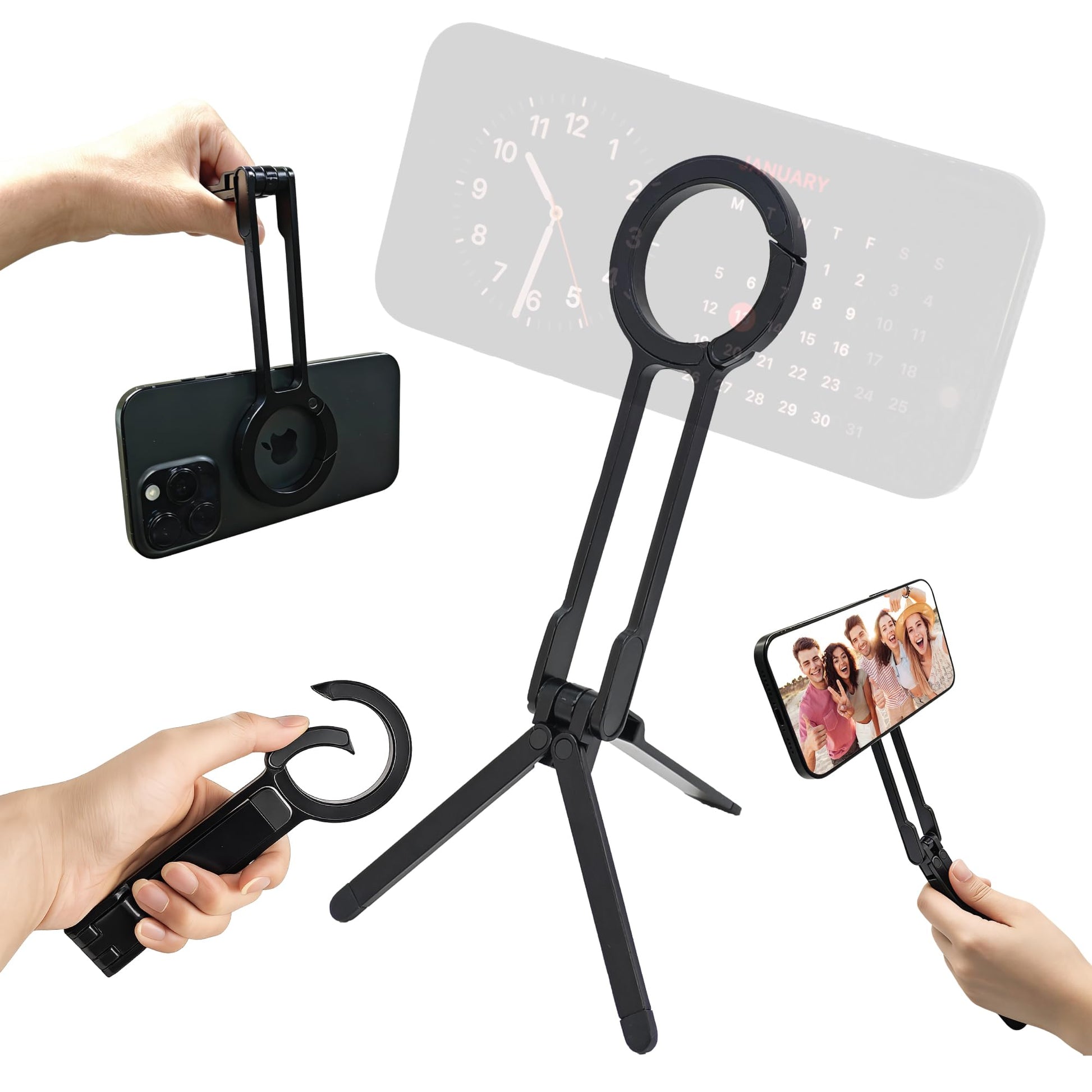 Aluminum Body Magnetic Phone Tripod Stand, 360 Universal Tripod, Magnetic Ring Included for Android, Strong Magnetic Travel Phon