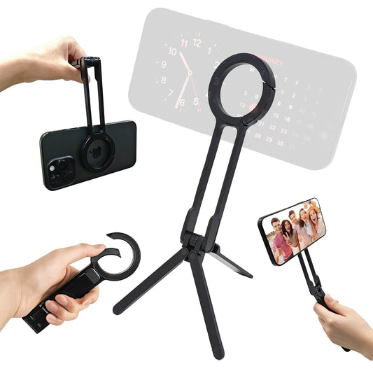 Aluminum Body Magnetic Phone Tripod Stand, 360 Universal Tripod, Magnetic Ring Included for Android, Strong Magnetic Travel Phon