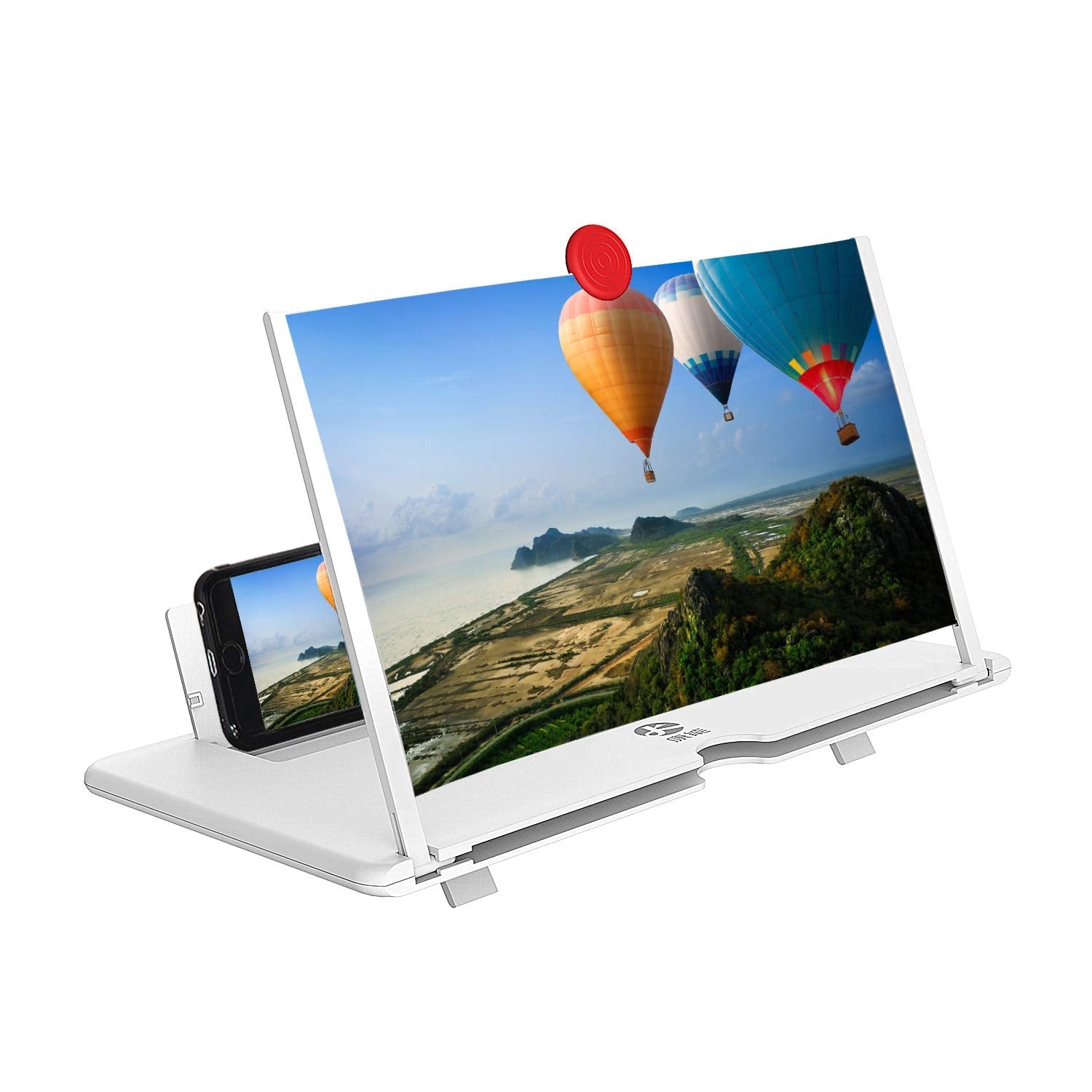 Ailenyun 12" Screen Magnifier Projector - 3D HD Mobile Phone Holder, White, Compatible with All Smartphones
