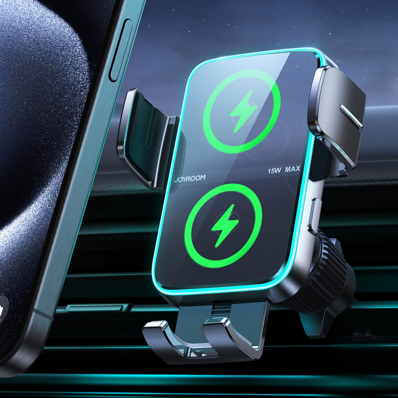 JOYROOM Wireless Car Charger Mount?Dual Coil? Car Phone Holder Charger with Auto Smart Clamping Alignment for iPhone 16 Pro Max