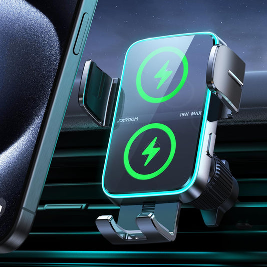 JOYROOM Wireless Car Charger Mount?Dual Coil? Car Phone Holder Charger with Auto Smart Clamping Alignment for iPhone 16 Pro Max
