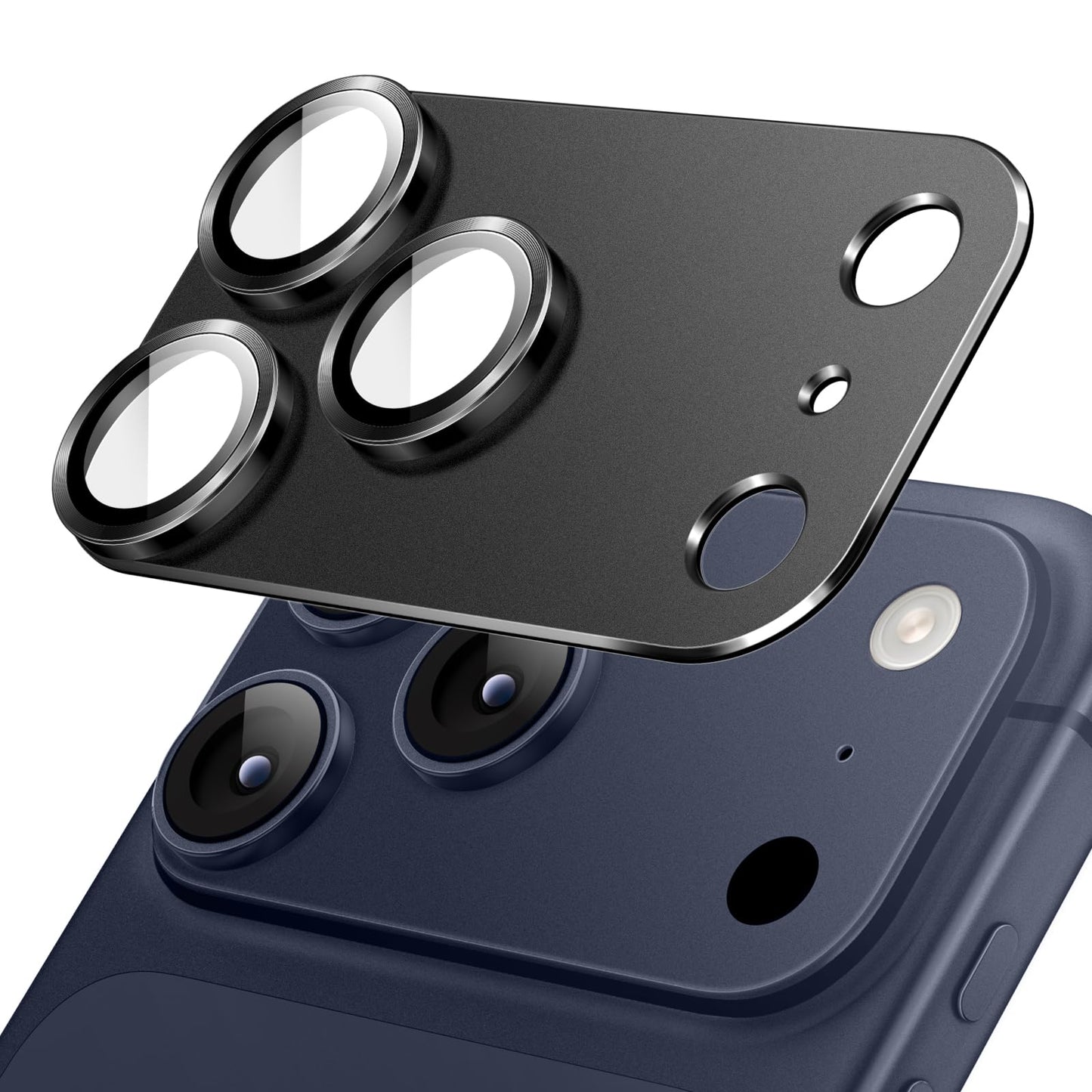 JETech Camera Lens Protector for iPhone 17 Pro 6.3-Inch, Full Coverage 9H Tempered Glass Ring Cover, Matte Metal Plate, Case Fri