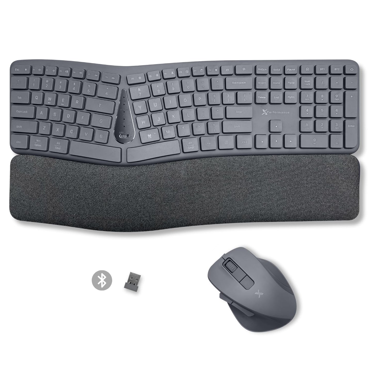 X9 Split Ergonomic Keyboard Mouse Wireless Combo - Type Comfortably Longer - 2.4G/Bluetooth Ergo Keyboard Mouse Wireless, Silent