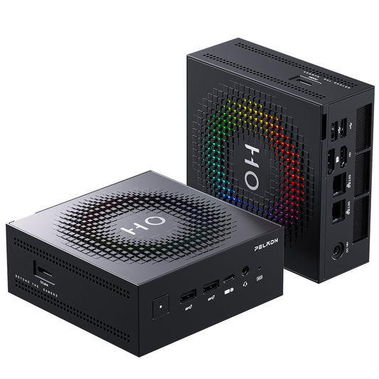 PELADN Mini PC, Ryzen AI 9 HX 370 (up to 5.1Ghz),32GB LPDDR5X/1TB PCIe 4.0 SSD,Dual 2.5G LAN,USB4 20Gbps Type-C/DP/HD,Mini Deskt