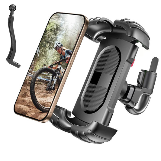 YYFWND Bike Motorcycle Phone Holder with 2 Clamps, [New Generation]Bicycle Cell Phone Mount Better Suited for Flat Handlebars &