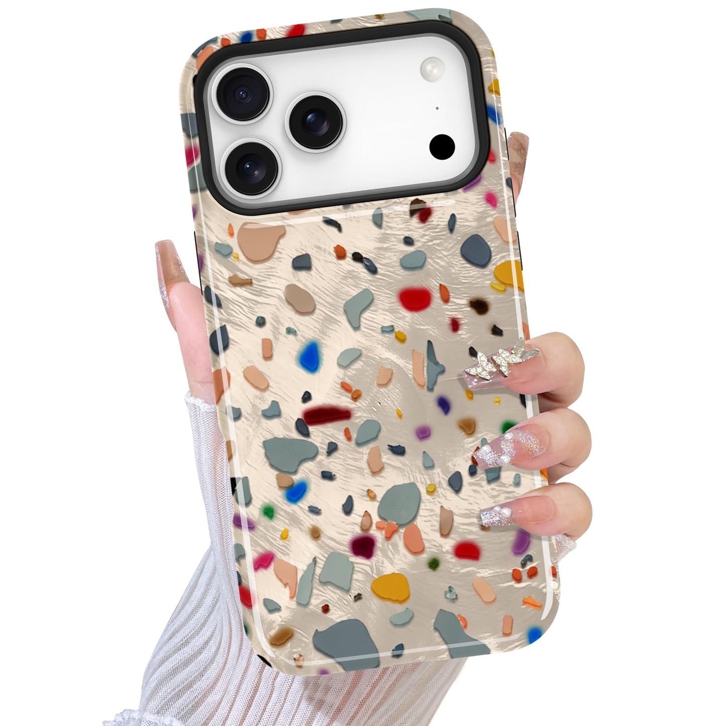 TEAUGHT Compatible with iPhone 17 Pro Case Support for MagSafe Cute Pattern Marble Camera Protection Cover for Girls Women -Colo