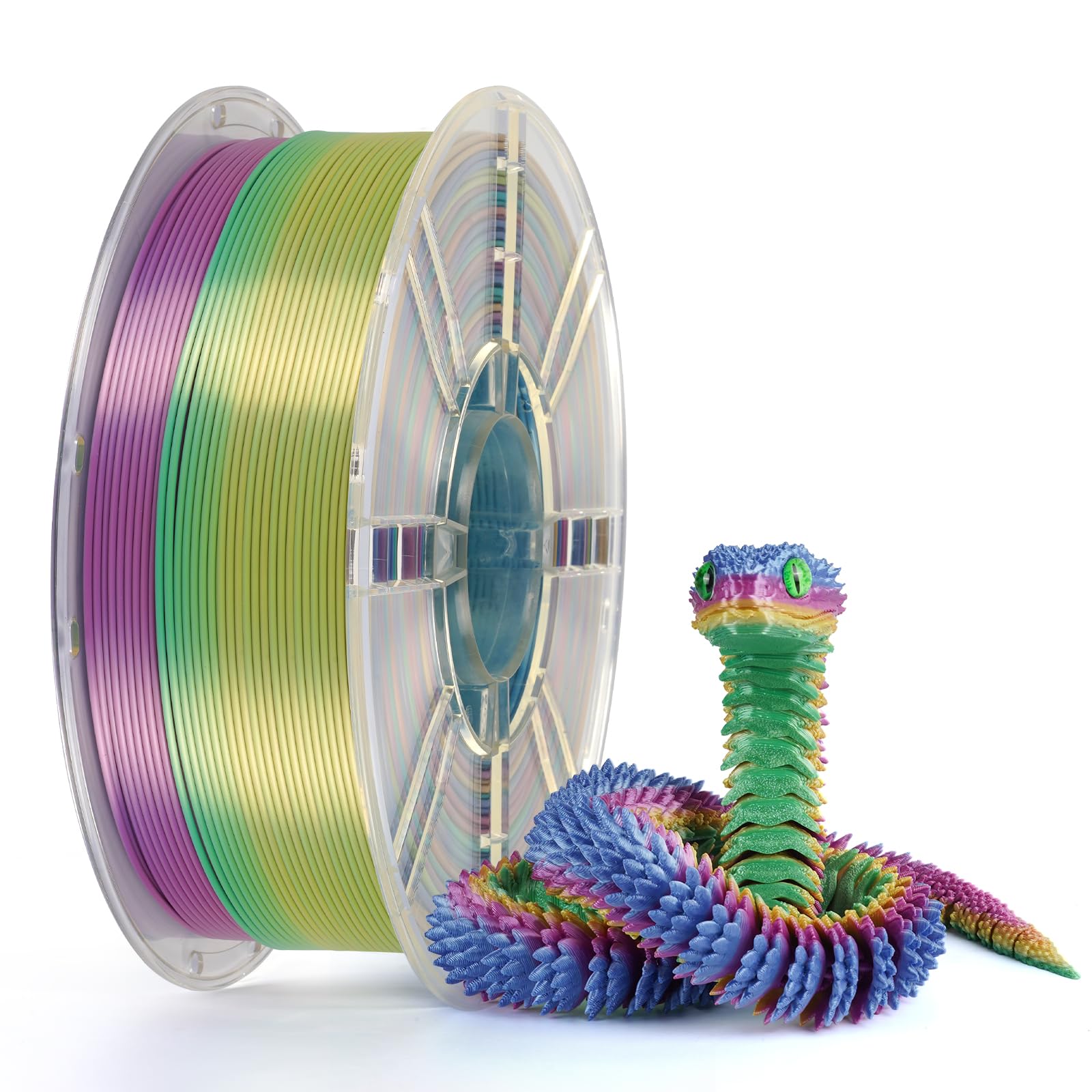 Kingroon Silk PLA Filament 1.75mm Rainbow Filament 3D Printer Filament Color Changing Filament 1kg Dimensional Accuracy 0.03mm,F