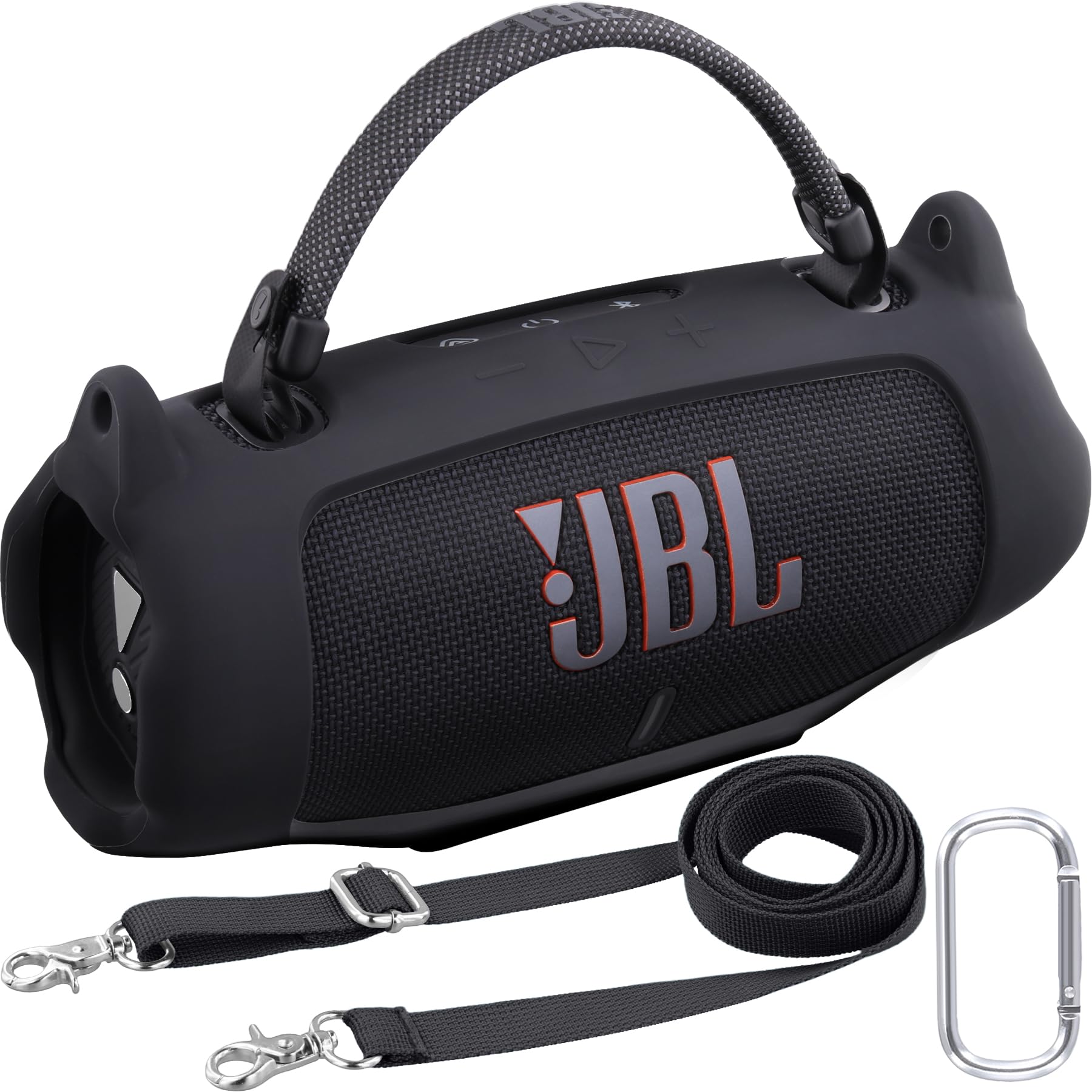 khanka for JBL Charge 6 Waterproof Portable Bluetooth Speaker Silicone Case,Soft Protective Sleeve Cover with Shoulder Strap for