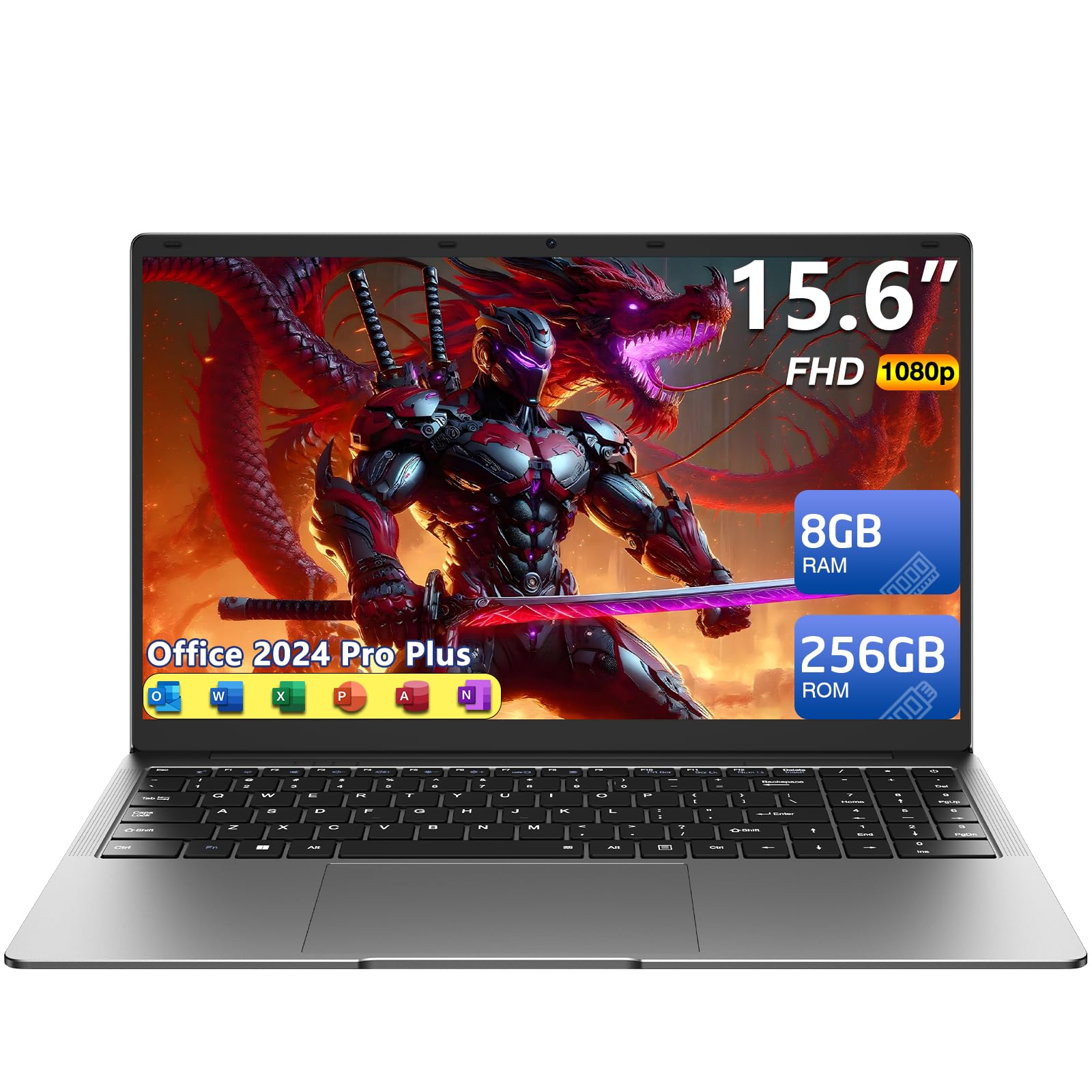 BWPED 15.6 Laptop, 8GB RAM 256GB Storage, Celeron N4000 (up to 2.6GHz) 100% sRGB Screen, MS Office 2024, Win11 Pro Notebook Comp