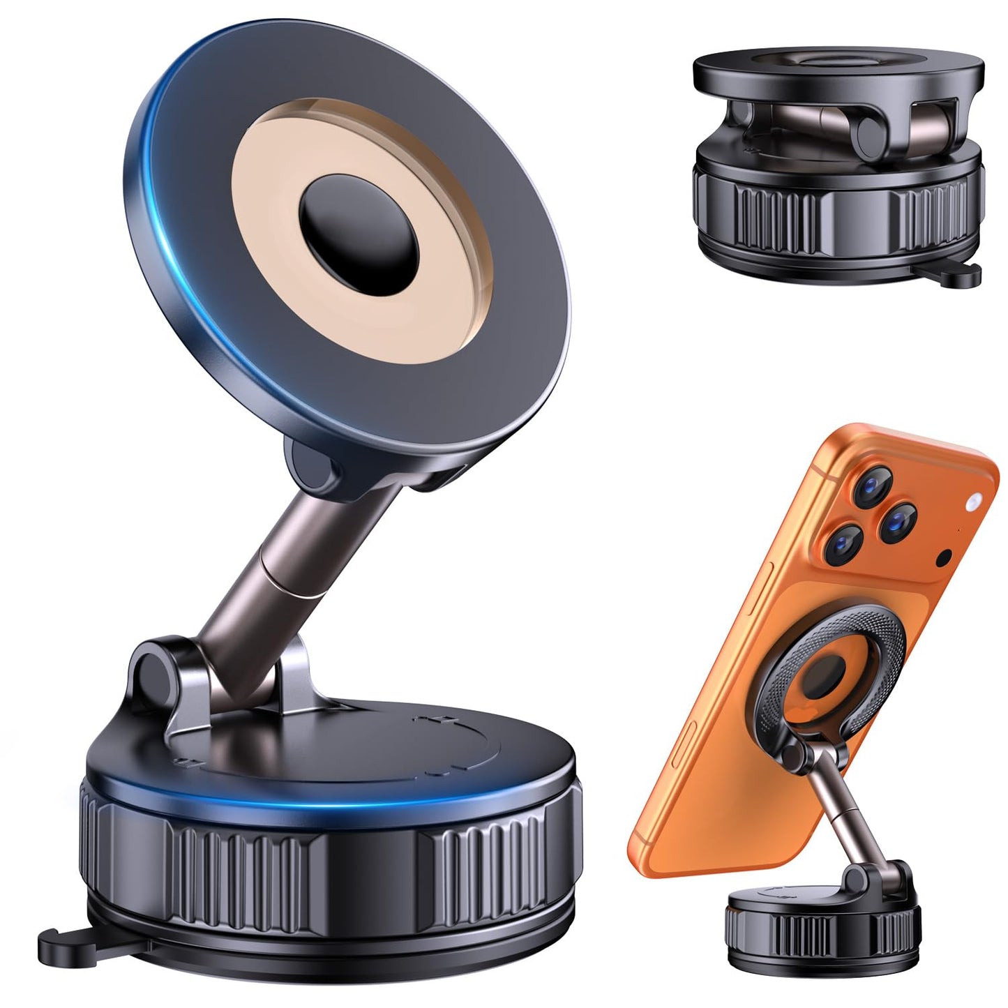 Vooii Phone Holders for Your Car for Magsafe (130+LB Strongest Ever Suction & 3000gf Magnetic) 360 Adjustable Vacuum Car Phone M