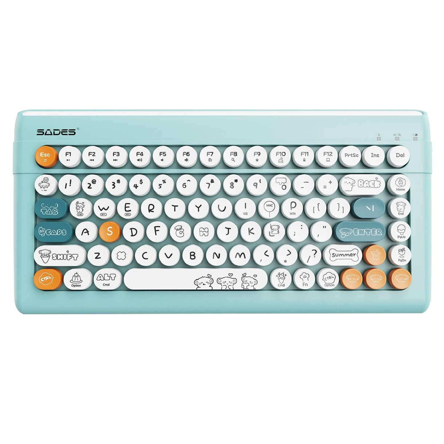 Wireless Bluetooth Keyboard for iPads Tablet Mac PC Laptop Desktop Smart Phone,Cute Typewriter Style Computer Keyboards with Rou