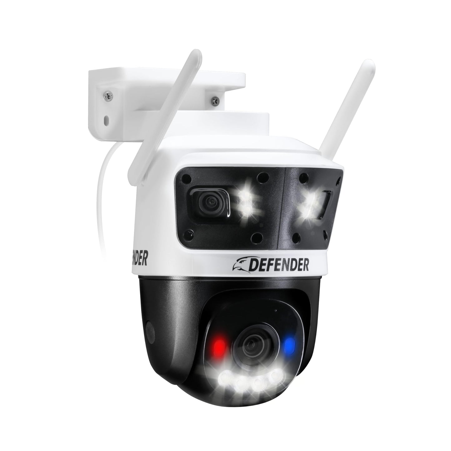 Defender AI Powered 3K+ Guard WiFi Tri-Lens PTZ Plug-in Power Outdoor Security Camera, 3-in-1 360Smart View Camera, 8X Zoom, Hum
