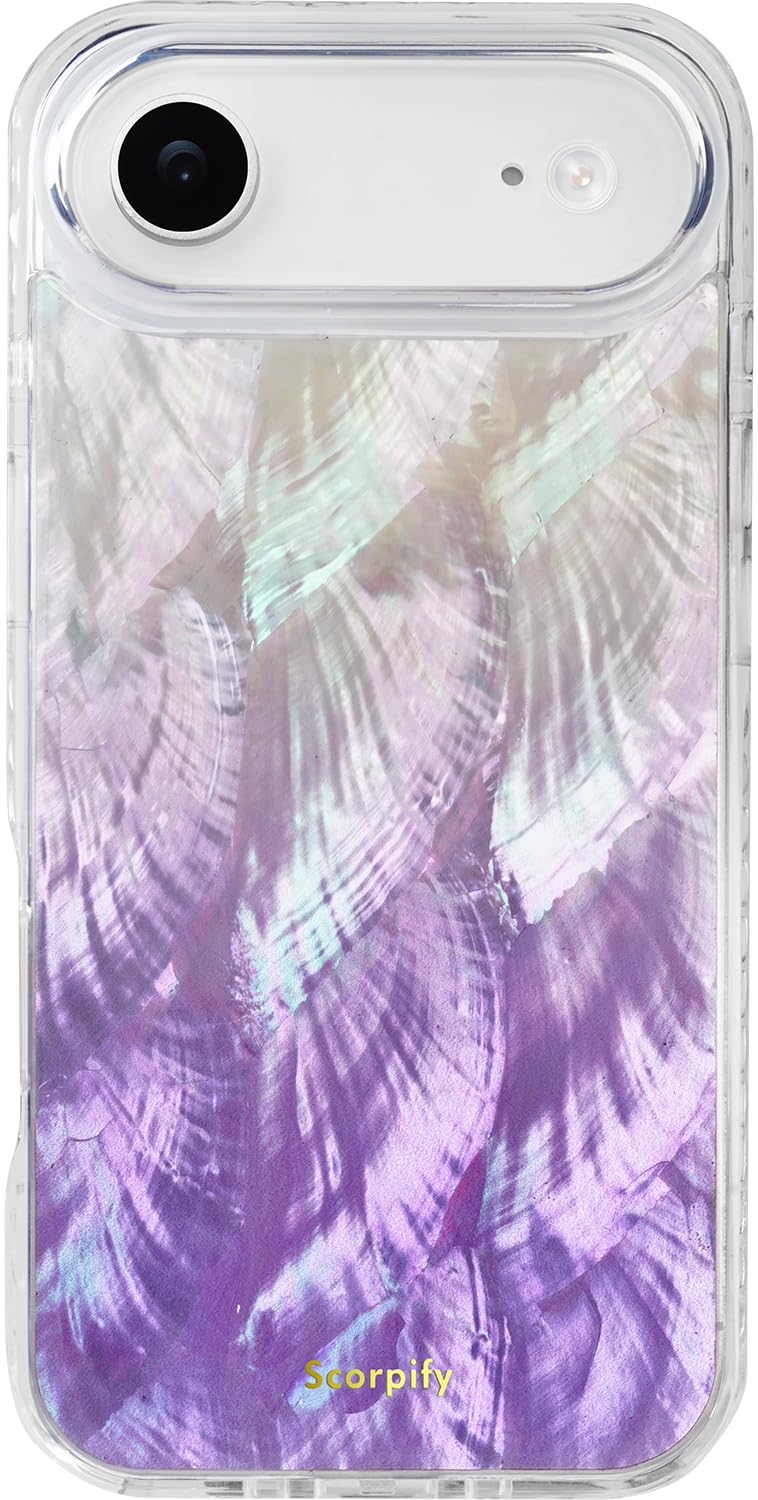 SCORPIFY for iPhone 17 Air Case [Compatible with MagSafe] with Genuine Purple Mother of Pearl Design and Seashell Pattern, Cute