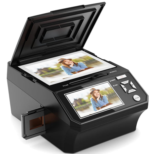 Film & Photo Scanner with 5 LCD Screen, Converts Photo, 135/110 Film Negatives & Slides, Business Card to 22MP Digital Photos, 8